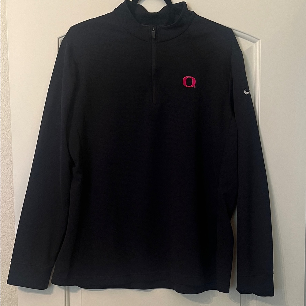 Nike Women’s Black Quarter-Zip Sweater Oregon Ducks Pink XL